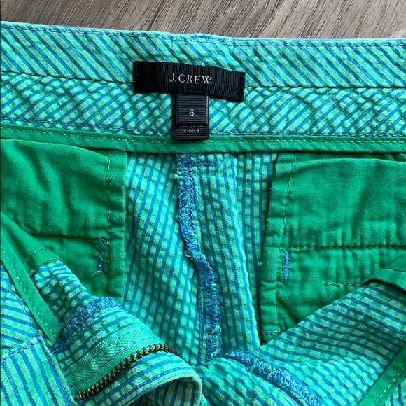 J Crew Seersucker Green and Blue Shorts (6) - Picture 3 of 5
